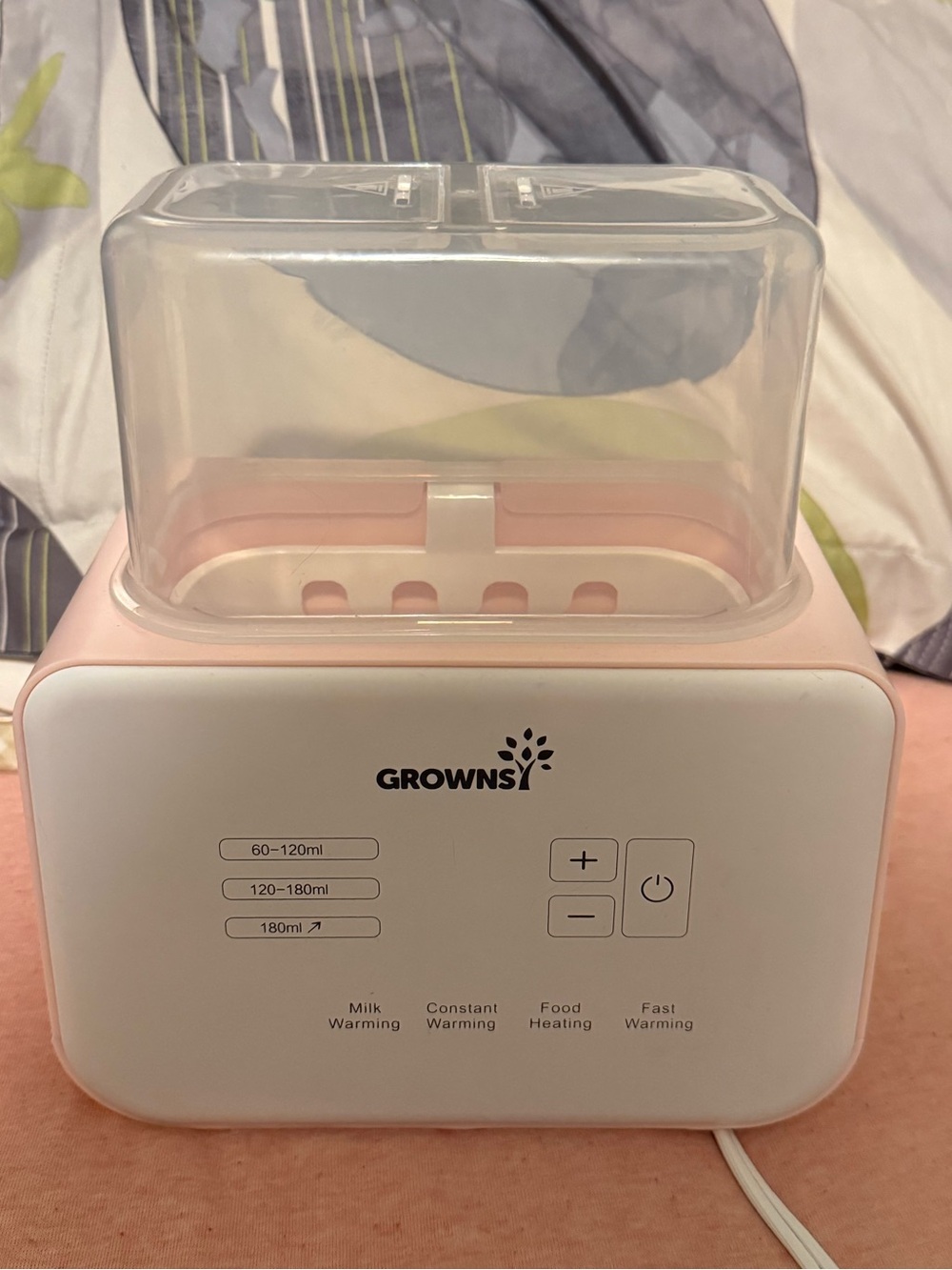 GROWNSY Baby Bottle Warmer - Pink/White